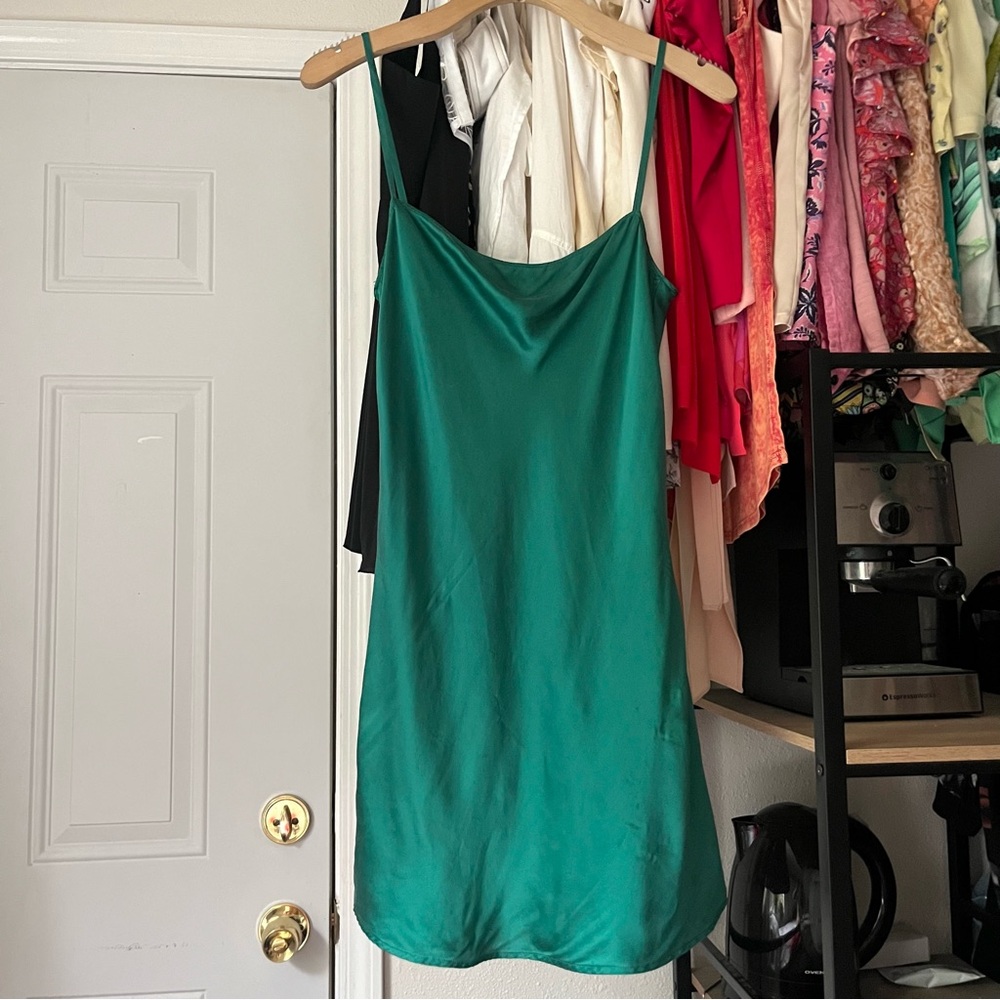 Reformation Emerald Green Slip Mini Dress